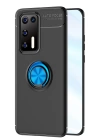 BFS  Huawei P40 Kılıf Range Yüzüklü Silikon - Siyah-Mavi