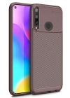 BFS  Huawei P40 Lite E Kılıf Auto Focus Karbon Kapak - Kahverengi