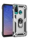 BFS  Huawei P40 Lite E Kılıf Sofya Yüzüklü Silikon Kapak - Gümüş