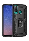 BFS  Huawei P40 Lite E Kılıf Sofya Yüzüklü Silikon Kapak - Siyah