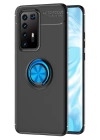 BFS  Huawei P40 Pro Kılıf Range Yüzüklü Silikon - Siyah-Mavi