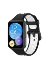 BFS  Huawei Watch Fit 2 Spor Delikli Kordon - Siyah-Beyaz