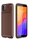 BFS  Huawei Y5P Kılıf Auto Focus Karbon Kapak - Kahverengi
