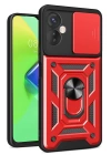 BFS  İnfinix Hot 30 4G Kılıf Pars Lens Yüzüklü Silikon - Kırmızı