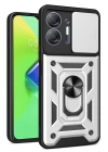 BFS  İnfinix Hot 30 5G Kılıf Pars Lens Yüzüklü Silikon - Gümüş