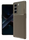 BFS  İnfinix Hot 50 4G Kılıf Auto Focus Karbon Kapak - Kahverengi