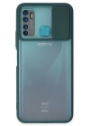 BFS  İnfinix Hot 9 Kılıf Palm Buzlu Kamera Sürgülü Silikon - Yeşil