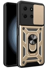 BFS  İnfinix Note 30 Kılıf Pars Lens Yüzüklü Silikon - Gold