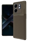 BFS  İnfinix Smart 9 Kılıf Auto Focus Karbon Kapak - Kahverengi