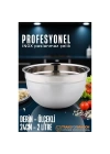 BFS  Inox Ölçekli Derin Kase  - 24 Cm 2 Litre Karıştırma Kabı Profesyonel 304 Paslanmaz Çelik