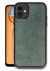 BFS  iPhone 11 Kılıf Aras Deri Kapak - Koyu Yeşil