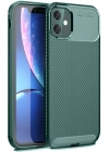 BFS  iPhone 11 Kılıf Auto Focus Karbon Kapak - Koyu Yeşil