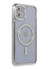 BFS  iPhone 11 Kılıf Joke Simli Magneticsafe Kılıf - Gümüş