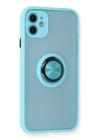 BFS  iPhone 11 Kılıf Montreal Yüzüklü Silikon Kapak - Buz Mavi