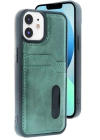BFS  iPhone 11 Kılıf Sara Kartvizitli Deri Kılıf - Koyu Yeşil