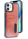 BFS  iPhone 11 Kılıf Sara Kartvizitli Deri Kılıf - Taba
