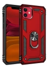 BFS  iPhone 11 Kılıf Sofya Yüzüklü Silikon Kapak - Kırmızı
