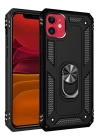 BFS  iPhone 11 Kılıf Sofya Yüzüklü Silikon Kapak - Siyah