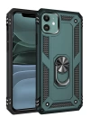BFS  iPhone 11 Kılıf Sofya Yüzüklü Silikon Kapak - Yeşil