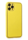 BFS  iPhone 11 Pro Kılıf Coco Deri Silikon Kapak - Sarı