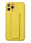 BFS  iPhone 11 Pro Kılıf Coco Deri Standlı Kapak - Sarı