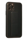BFS  iPhone 11 Pro Kılıf Coco Deri Standlı Kapak - Siyah