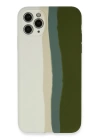 BFS  iPhone 11 Pro Kılıf Ebruli Lansman Silikon - Beyaz-Yeşil