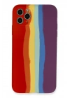 BFS  iPhone 11 Pro Kılıf Ebruli Lansman Silikon - Kırmızı-Mor