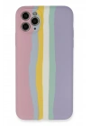BFS iPhone 11 Pro Kılıf Ebruli Lansman Silikon - Pembe-Lila