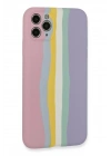 BFS iPhone 11 Pro Kılıf Ebruli Lansman Silikon - Pembe-Lila