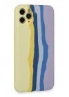 BFS  iPhone 11 Pro Kılıf Ebruli Lansman Silikon - Sarı-Lila