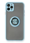 BFS  iPhone 11 Pro Kılıf Montreal Yüzüklü Silikon Kapak - Buz Mavi