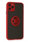 BFS  iPhone 11 Pro Kılıf Montreal Yüzüklü Silikon Kapak - Kırmızı