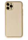 BFS  iPhone 11 Pro Max Kılıf Coco Deri Silikon Kapak - Gold