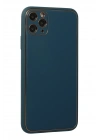 BFS  iPhone 11 Pro Max Kılıf Coco Deri Silikon Kapak - Mavi