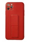 BFS  iPhone 11 Pro Max Kılıf Coco Deri Standlı Kapak - Kırmızı
