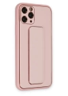 BFS  iPhone 11 Pro Max Kılıf Coco Deri Standlı Kapak - Pembe