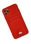 BFS  iPhone 11 Pro Max Kılıf Kelvin Kartvizitli Silikon - Kırmızı