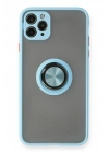 BFS  iPhone 11 Pro Max Kılıf Montreal Yüzüklü Silikon Kapak - Buz Mavi