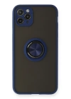 BFS  iPhone 11 Pro Max Kılıf Montreal Yüzüklü Silikon Kapak - Lacivert