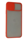 BFS  iPhone 11 Pro Max Kılıf Palm Buzlu Kamera Sürgülü Silikon - Kırmızı