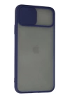 BFS  iPhone 11 Pro Max Kılıf Palm Buzlu Kamera Sürgülü Silikon - Lacivert