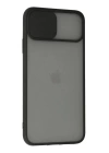 BFS  iPhone 11 Pro Max Kılıf Palm Buzlu Kamera Sürgülü Silikon - Siyah