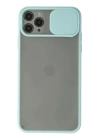 BFS  iPhone 11 Pro Max Kılıf Palm Buzlu Kamera Sürgülü Silikon - Turkuaz