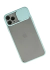 BFS  iPhone 11 Pro Max Kılıf Palm Buzlu Kamera Sürgülü Silikon - Turkuaz