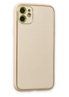 BFS  iPhone 12 Kılıf Coco Deri Silikon Kapak - Gold