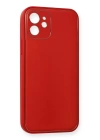 BFS  iPhone 12 Kılıf Coco Deri Silikon Kapak - Kırmızı