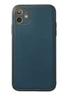 BFS  iPhone 12 Kılıf Coco Deri Silikon Kapak - Mavi