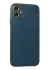BFS  iPhone 12 Kılıf Coco Deri Silikon Kapak - Mavi