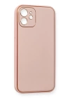 BFS  iPhone 12 Kılıf Coco Deri Silikon Kapak - Pembe